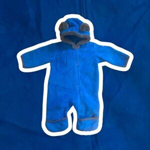 Columbia Size 3-6M Baby Boys Blue Bear Full Zip Mitten Fleece One-Piece Bunting